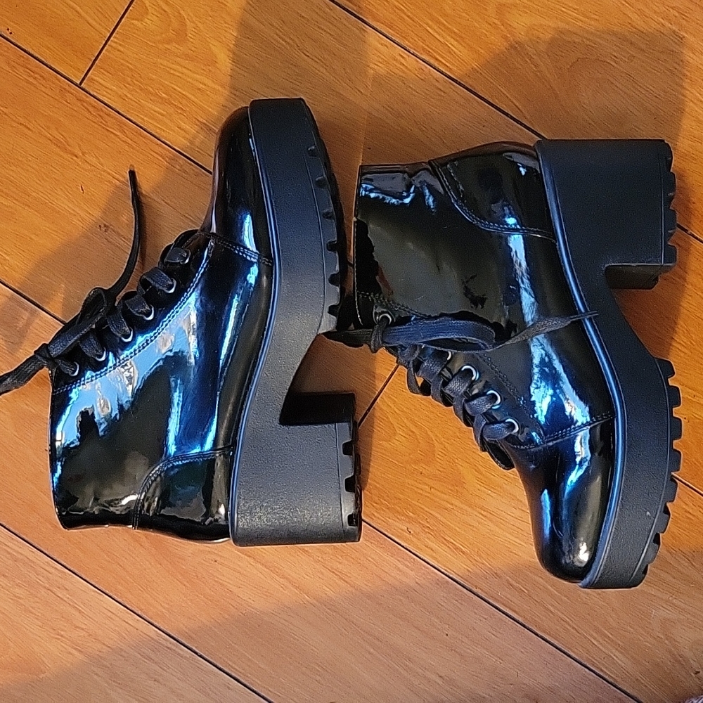 Nasty Gal Shiny Patton Leather Boots